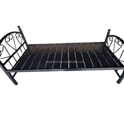 China Heavy duty cheap plant garden dormitory blacksingle metal outdoor platform bed stackable for sale