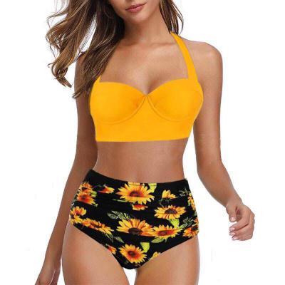 China Size Printing Breathable Bikini Top Set Women Two Piece Swimsuit S-5XL Size Sexy Backless Tight Beach Wear Bikini Swimwear for sale