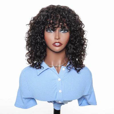 China SDD Curly Cheap Machine Made Water Wave Bangs Wig Hair 100% Sellers For Black Women for sale