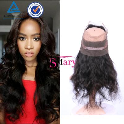 China Virgin Cambodian Raw Unprocessed Body Wave Closure Lace Headband Hair 360 Lace Frontal for sale