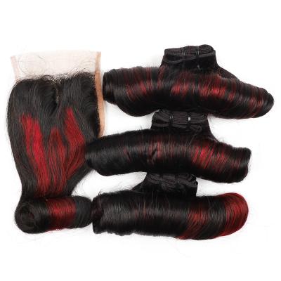 China Straight Bone Two Bundles Straight Drawn Remy Hair Extensions Double Tone Colored With Closure for sale