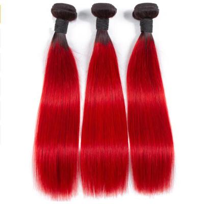 China Ms. Mary Ombre Red Silky Straight Hair Extensions Brazilian Body Wave Hair Bundles Weave Tangle Free for sale