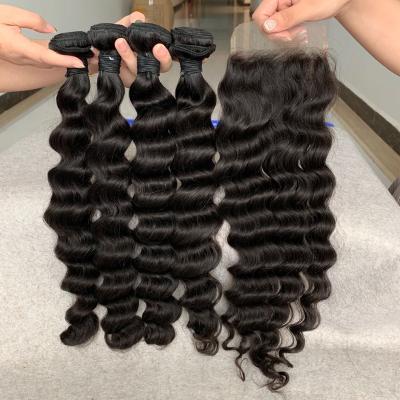 China FUMI Wholesale Raw Brazilian Virgin Cuticle Aligned Hair Extension Vendors 10A Grade Loose Deep Wave Hair Weaves Bundles for sale