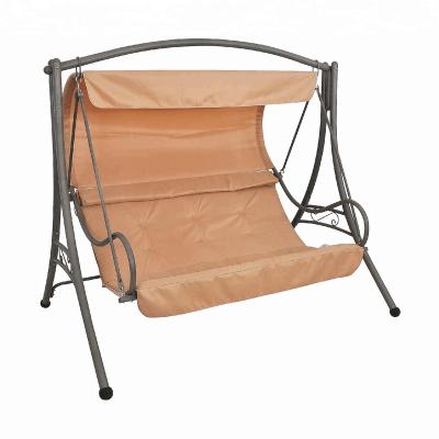 China 2 Seater Modern Patio 3 Seater Outdoor Steel Swing Chair with Polyester Canopy, Garden Lounger Lounge Bed for sale