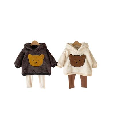 China Korean fashion animal printing bear lamb plush windproof thickened loose warm hoodie for sale