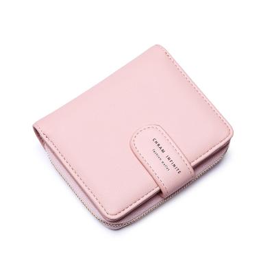 China 2021 New Fashion Zipper Wallet RFID Buckle Vegan Leather Wallets Korean Fashion Short Wallet for sale