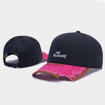 China PANGKB Brand MUNCHIES Brand Baseball Cap Pink Donut Girls Boy Hiphop Snapback Hats Wholesale Adults Outdoor Casual Sun Curved Hat for sale