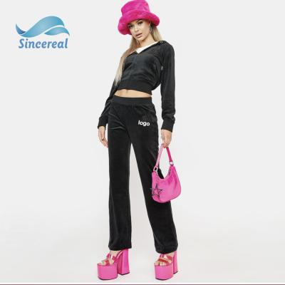 China Breathable custom design logo velor tracksuit custom design logo velor suit velor jogging tracksuit women for sale