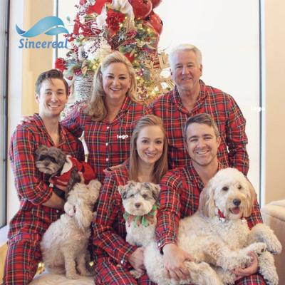 China Breathable Custom Christmas Plaid Matching Print Knit Holiday Pajamas Family Christmas Pajamas Pajamas Set for sale