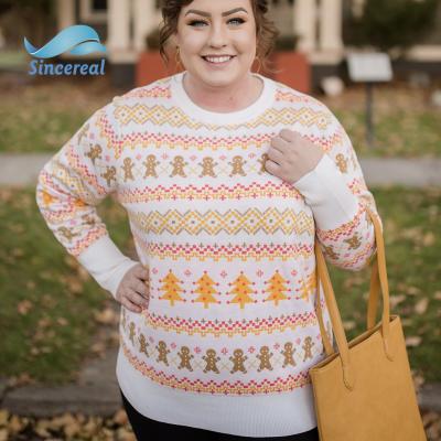 China 2021 Autumn Breathable Winter Plus Size Women's Sweaters All Over Christmas Print Sweater For Women for sale