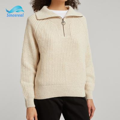 China Anti-wrinkle women sweaters 2021 half zipper drop sweaters for women top turtle neck sweater women fashion pullovers for sale