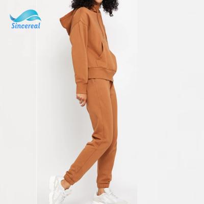 China Manufacturer Breathable Tracksuits Jogger Set 100% Cotton Fabric Women Jogger Set Tracksuit Custom for sale