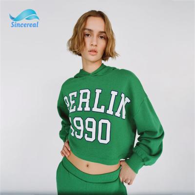 China Wholesale Anti-wrinkle long sleeve custom logo screen printing oversized crop top women's hoodies for sale