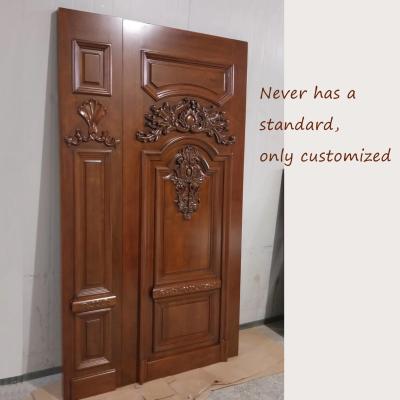 China Modern Custom Solid Wood Front Entrance 3 Panel Solid Teak Front Door Solid Wood Double Door Solid Wood Design for sale