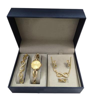 China Not Specified High quality new model fashion women watch gift set gold plated lady watch and earring and necklace jewelry gift set for sale