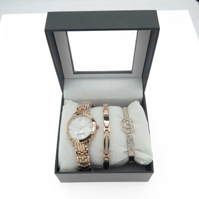 China Not Specified Gold Sunray Dial Bracelet Ladies Watch Gift Set Fashion Women Crystals Stones Jewelry Watch Earring Necklace Set for sale