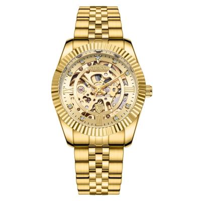 China Auto Date Luxury Men Business Sapphire Watch 18K Gold Silver Two Tones Watches Design Automatic Skeleton Mechanical Watch For Male for sale