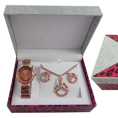 China Not Specified Shenzhen Luxury Women Jewelry Watches Bracelets Earring Necklace Jewelry Watch Gift Set Box Silver Ladies Gift Watch Set for sale