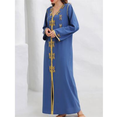 China Abaya Phnom Penh V-Neck Polyester GH-BA607 Middle East Long Dress Handmade Moroccan Muslim Party Dress Islamic Clothing for sale