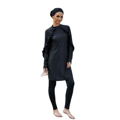 China GH-SW1002 Breathable Three Piece Black Swimming Muslim Women Burkinis Cothes Swimwear High Elasticity Quick Dry Long Sleeves Piece Pants for sale