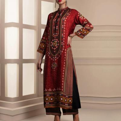 China Polyester GH Middle East Boho Muslim Printing Pakistan Women Clothing Casual Dresses for sale