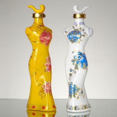 China Unique Lady Glass Wine Bottles with Industrial Beverage Super Flint Glass Material for sale