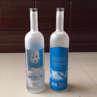 China Decal Screen Printing Frosted Cork Vodka Bottle 500ml 750ml 1L Glass Bottle for Vodka for sale