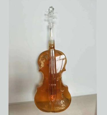 China Unique Guitar Shape Customized Glass Bottle for Spirits Screen Printing Material for sale