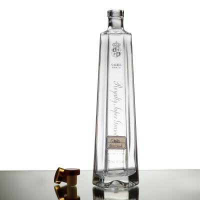 China Super flint glass material Unique Polygon Shape Glass Bottle for Spirit Gin Vodka Ideal for sale