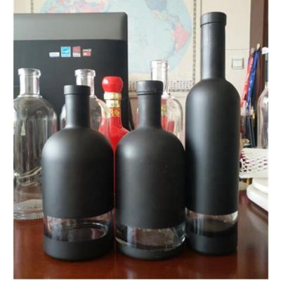 China Matte Black Liquor Gin Vodka Brandy Glass Wine Bottle 500ml 750ml 700ml for sale