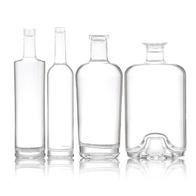China 375ml 500ml Clear Frosted Glass Bottle for Vodka Gin Whiskey White Spirit Transparent for sale
