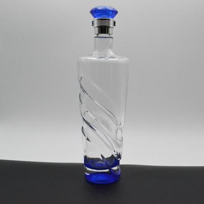 China 500ml 750ml Glass Vodka Whisky Bottles Super Flint Glass Material and Flat Base Design for sale