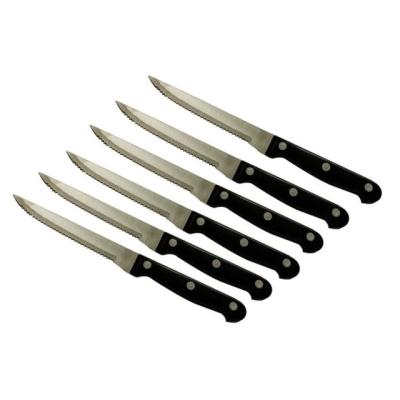 China Durable 6 Piece Premium Stainless Steel GRILL Steak Knife Set With Triple Riveted Handle Serrated Steak Knife for sale