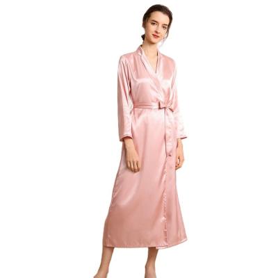 China Lapel Sexy Long Dressing Gown Women Girls Satin Nightgown Loungewear QUICK DRY Long Robes for sale