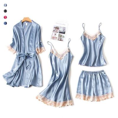 China 2022 QUICK DRY summer sleepwear sexy nightgown four-piece spring set women's pajamas clothing for women for sale