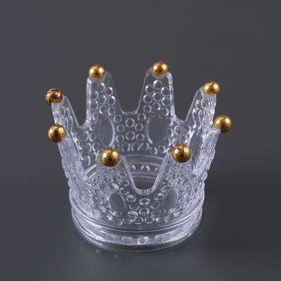 China IPRESTA best price crown shape ashtray jewel glass glass candle holder/plastic wholesale jar for sale