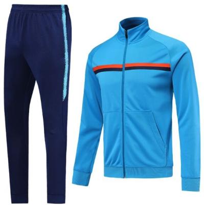 China Anti-Mildew And Antibacterial Sky Blue Sport Soccer Tracksuit Training Jacket Custom Football Tracksuits for sale