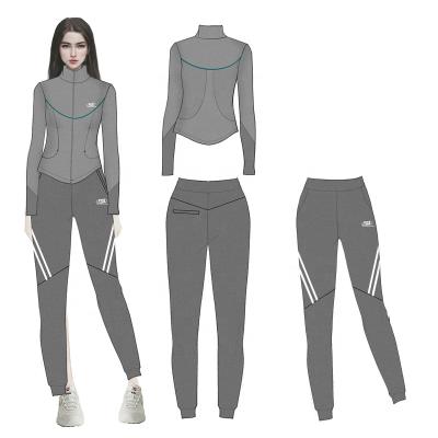 China Custom Logo Women Breathable Sweatsuit 2 Piece Zipper Jacket Training And Jogging Wear for sale