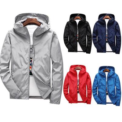 China Viable Spring Autumn Thin Windbreaker Jacket Men Slim Fit Hooded Bomber Jacket for sale