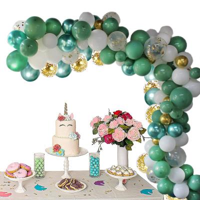 China Decoration Ready to Ship Balloon Garland Arch Sage Chrome Gold Olive Retro Latex Kit for Birthday Party for sale