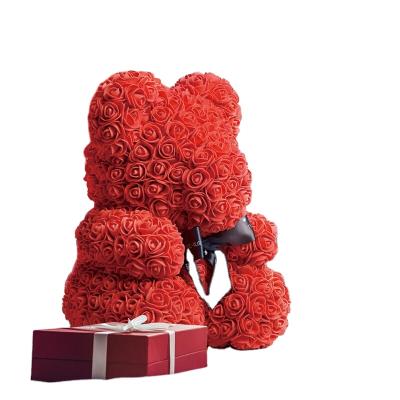 China 2021 Valentine's Day wholesale 40cm red teddy bear rose single pink bear for valentine small MOQ with box for sale