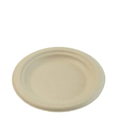 China 100% Compostable Eco-Friendly Round Disposable Sugar Cane Dish Dish Biodegradable Dish for sale