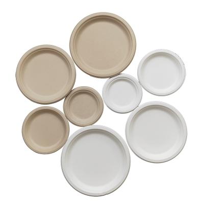 China Heavy Duty 100% Compostable Disposable Quality Paper Plate 6 7 9 10 Inch Bulk Disposable Dishes for sale