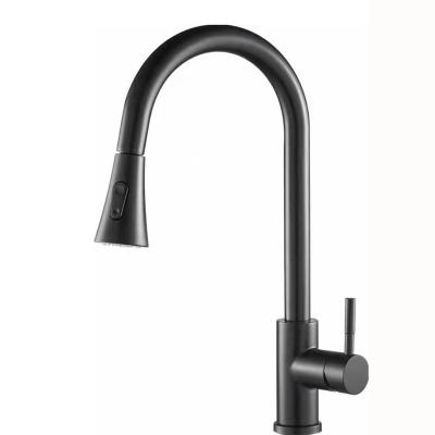 China Pull Out TALLSEN Spray 304 Stainless Steel Kitchen Water Faucet Modern Black Faucet for sale