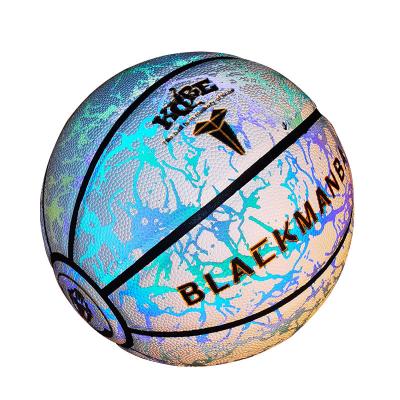 China Custom Luminous Reflective Basketball Balls Logo Light Up Basketball Rubber Basketball Gym Indoor Outdoor Fashion YeahShoot New for sale