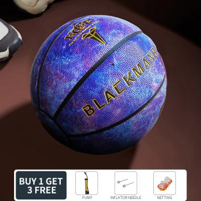 China YeahShoot Indoor Outdoor Basketball Gym Light Up 2022 New Basketball Hoop Custom Reflective Ball PU Leather Glowing Standard Size 7 for sale