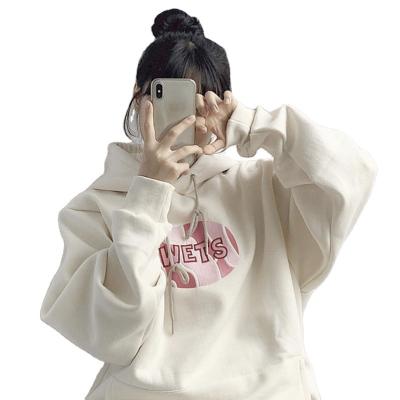 China High Quality Solid White Sweatshirts Hip Hop Thick Heavy Anti-pilling Hoodies Women Puff Print Hoodie for sale