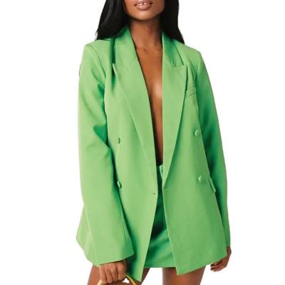 China High Quality Anti-wrinkle Fashion Women's Custom Green Long Sleeved V-Neck Women's Suit Coats for sale