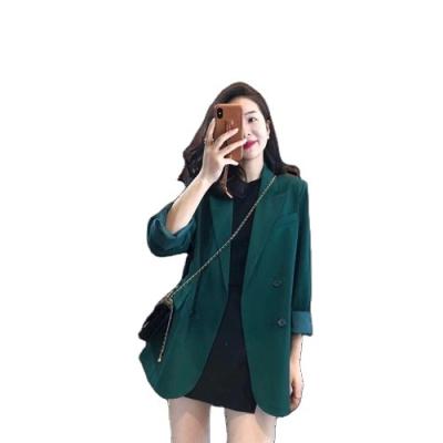 China Spring Fashion Green Fashion Spring Style Suit Women's Anti-Shrink Jacket New British Business Casual Double Breasted Suit Jacket Women for sale