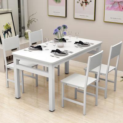 China LANRAN Dining Room Furniture Round Corner Rectangular Wood Base Panel Furniture Dining Table Set 4 Seater for sale